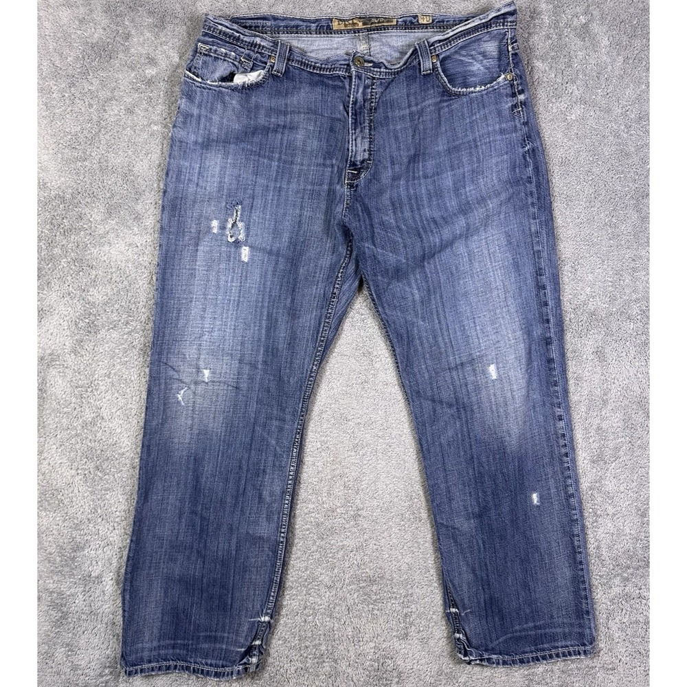 BKE Seth Jeans Mens 40x32 Wide Leg 100% Cotton Baggy Buckle Whisker Distressed